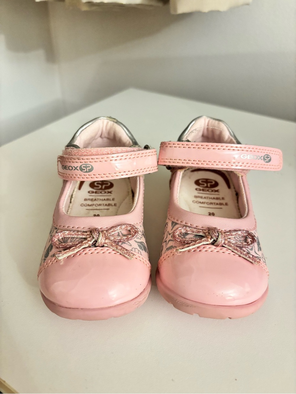 Geox Pink Girls' Mary Jane Dress Shoes with Bow Accent